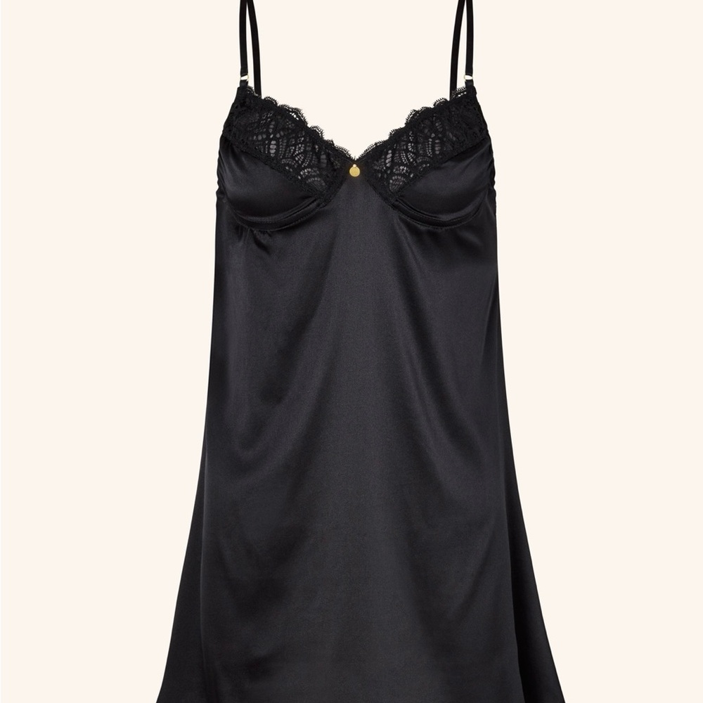 Black Silk slip dress by Gooseberry Intimates